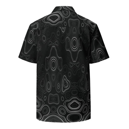 Psychedelic Button Up Shirt, Surreal Face Waveform Pattern, Trippy Festival Shirt