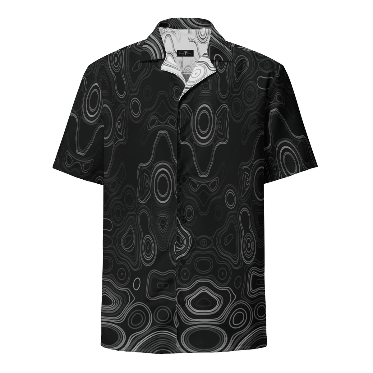 Psychedelic Button Up Shirt, Surreal Face Waveform Pattern, Trippy Festival Shirt