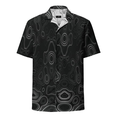 Psychedelic Button Up Shirt, Surreal Face Waveform Pattern, Trippy Festival Shirt