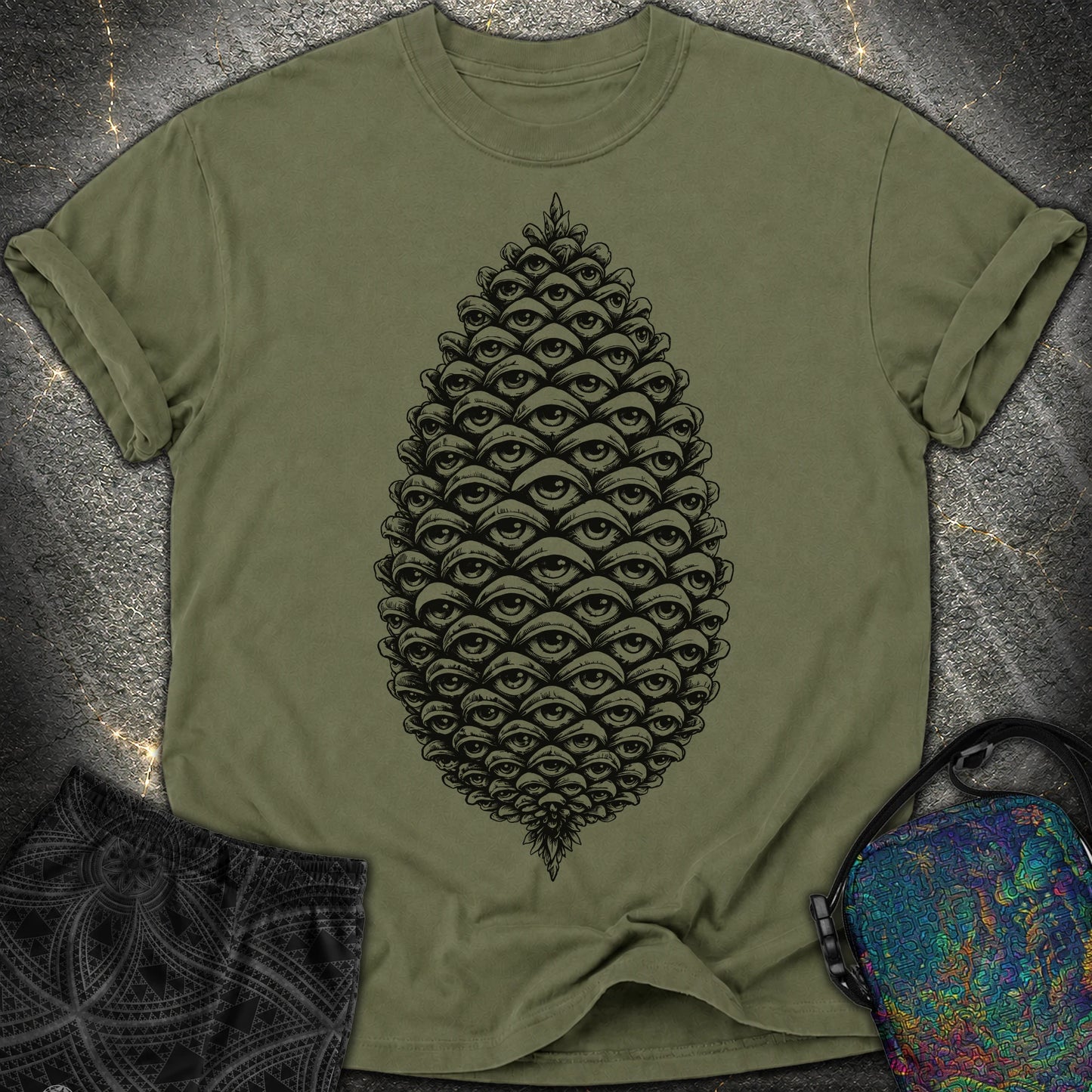 All Seeing Pinecone Black - All Seeing Pinecone Black Comfort T-Shirt - Hemp