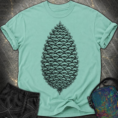 All Seeing Pinecone Black - All Seeing Pinecone Black Comfort T-Shirt - Seafoam