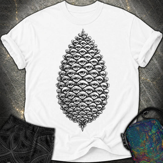 All Seeing Pinecone Black - All Seeing Pinecone Black Comfort T-Shirt - White
