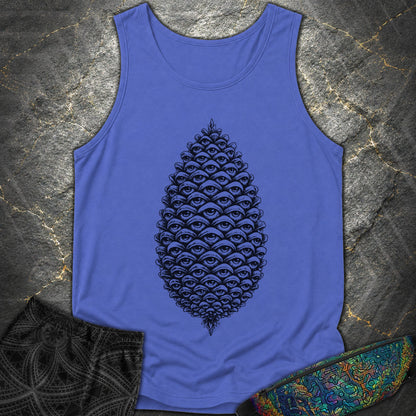 All Seeing Pinecone Black - All Seeing Pinecone Black Comfort Tank Top - Flo Blue