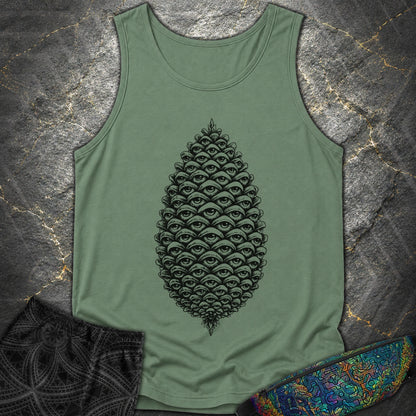 All Seeing Pinecone Black - All Seeing Pinecone Black Comfort Tank Top - Light Green