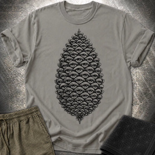 All Seeing Pinecone Black - All Seeing Pinecone Black T-Shirt - Charcoal