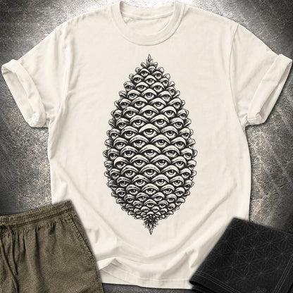 All Seeing Pinecone Black - All Seeing Pinecone Black T-Shirt - Natural