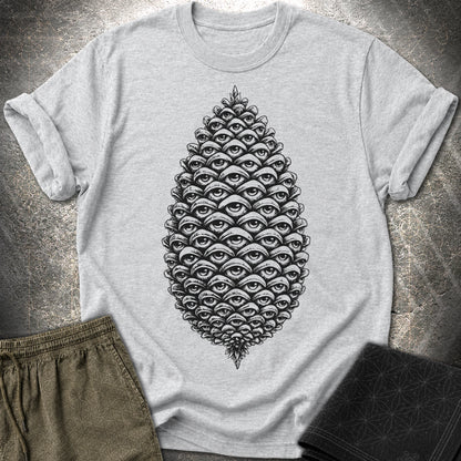 All Seeing Pinecone Black - All Seeing Pinecone Black T-Shirt - Sport Grey