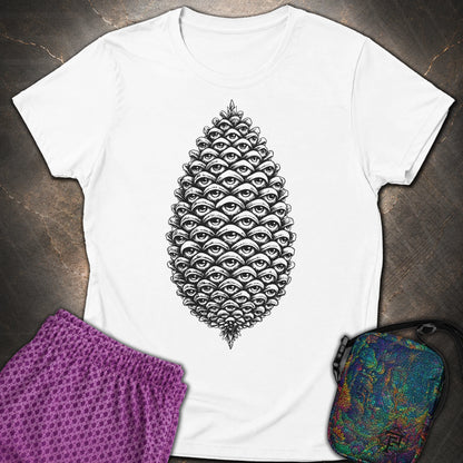 All Seeing Pinecone Black - All Seeing Pinecone Black Womens T-Shirt - White