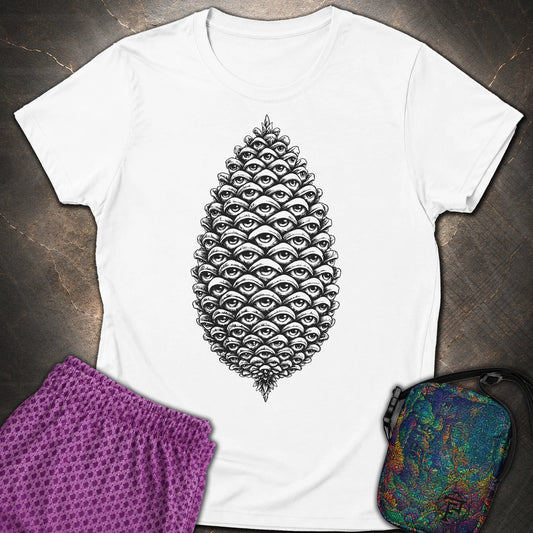 All Seeing Pinecone Black - All Seeing Pinecone Black Womens T-Shirt - White