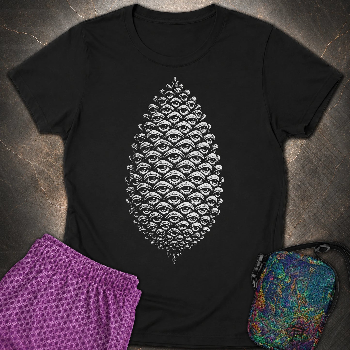 All Seeing Pinecone - All Seeing Pinecone Womens T-Shirt - Black