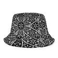 Flower of Life Bucket Hat, Reversible Sacred Geometry Hat, Black White Festival Hat, Geometric Boho Sun Reversible Bucket Hat