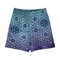 Blue Sacred Geometry Cotton Long Shorts