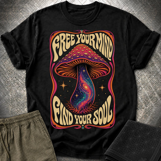 Free Your Mind Mushroom T-Shirt - Free Your Mind Mushroom T-Shirt - Black