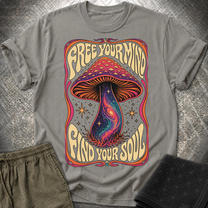 Free Your Mind Mushroom T-Shirt - Free Your Mind Mushroom T-Shirt - Charcoal
