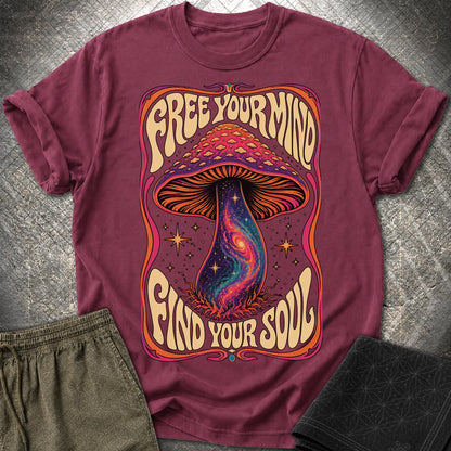 Free Your Mind Mushroom T-Shirt - Free Your Mind Mushroom T-Shirt - Maroon