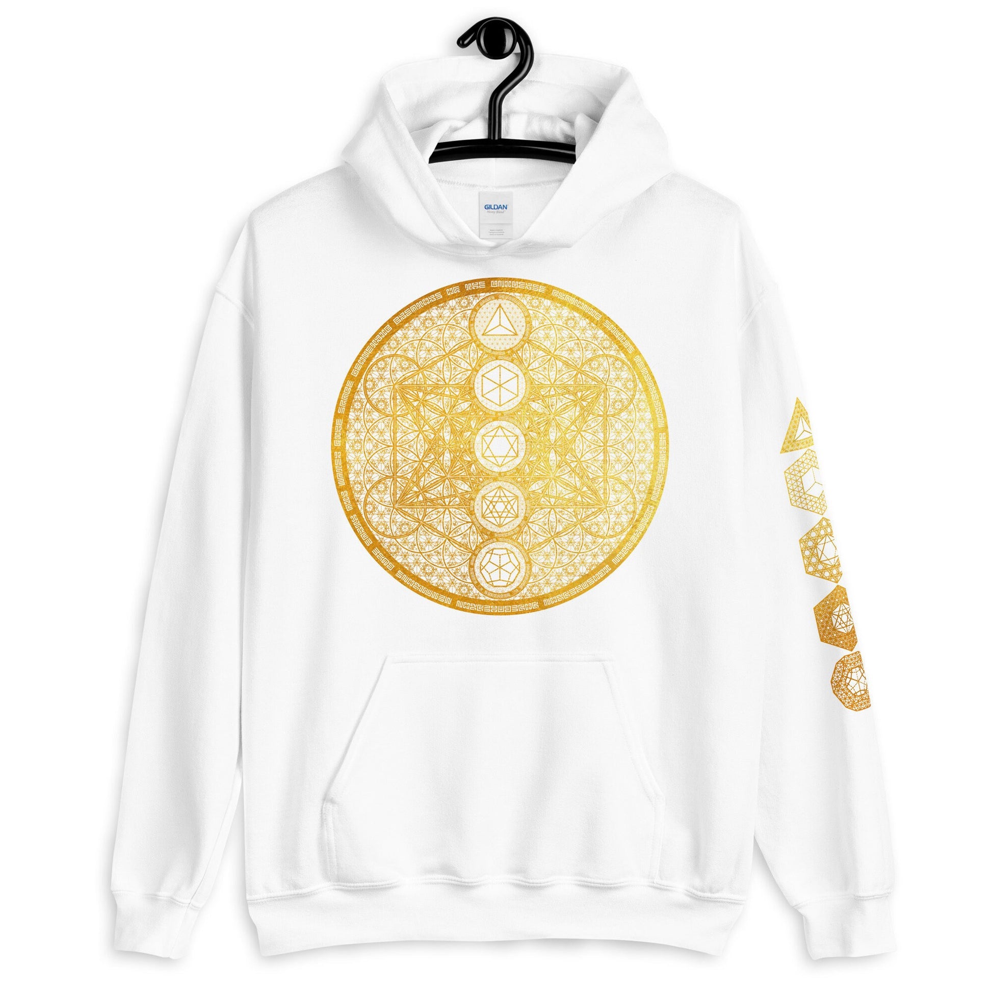 Metatron's Cube | Platonic Solids | Flower Of Life | Sacred Geometry Tee | Psychedelic Geometric Pattern | Crystal Grid Unisex Hoodie