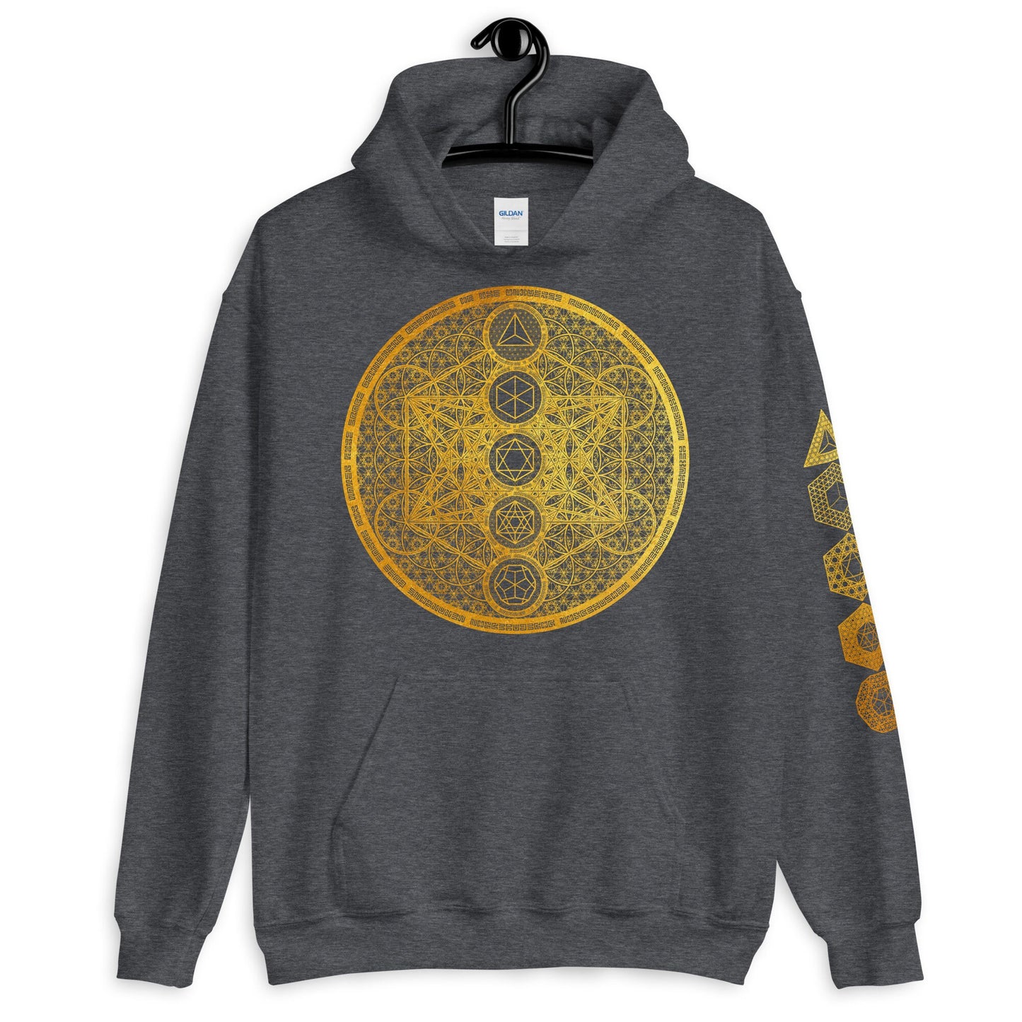 Metatron's Cube | Platonic Solids | Flower Of Life | Sacred Geometry Tee | Psychedelic Geometric Pattern | Crystal Grid Unisex Hoodie