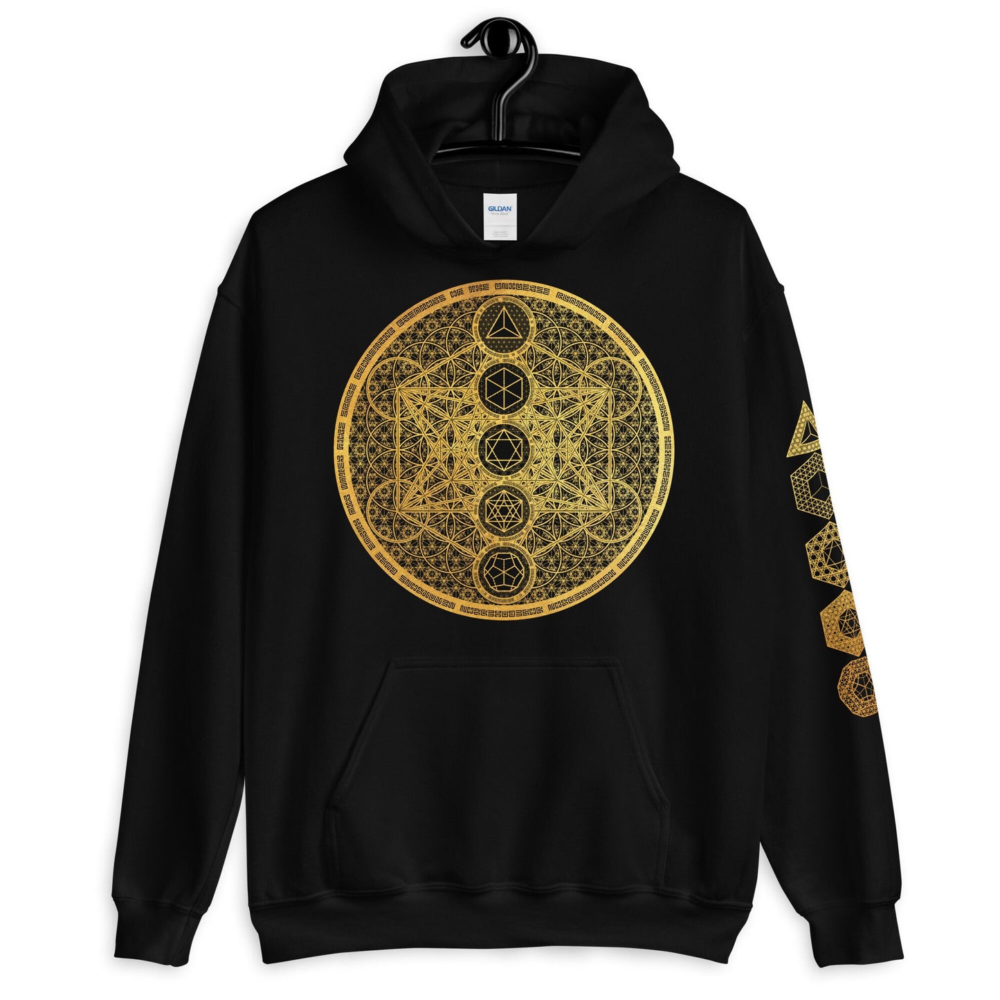 Metatron's Cube | Platonic Solids | Flower Of Life | Sacred Geometry Tee | Psychedelic Geometric Pattern | Crystal Grid Unisex Hoodie