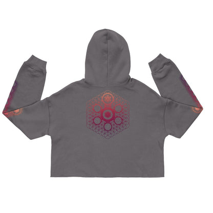 Metatron's Cube | Flower Of Life | Platonic Solids | 64 Tetrahedron | Psychedelic Artwork | Wearable Art | Spiritual Gift | Cropped Hoodie