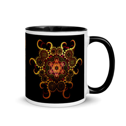 Sacred Geometry | Metatron's Cube | Beautiful Gold Design | Flower Of Life Evolution | Mug with Color Inside