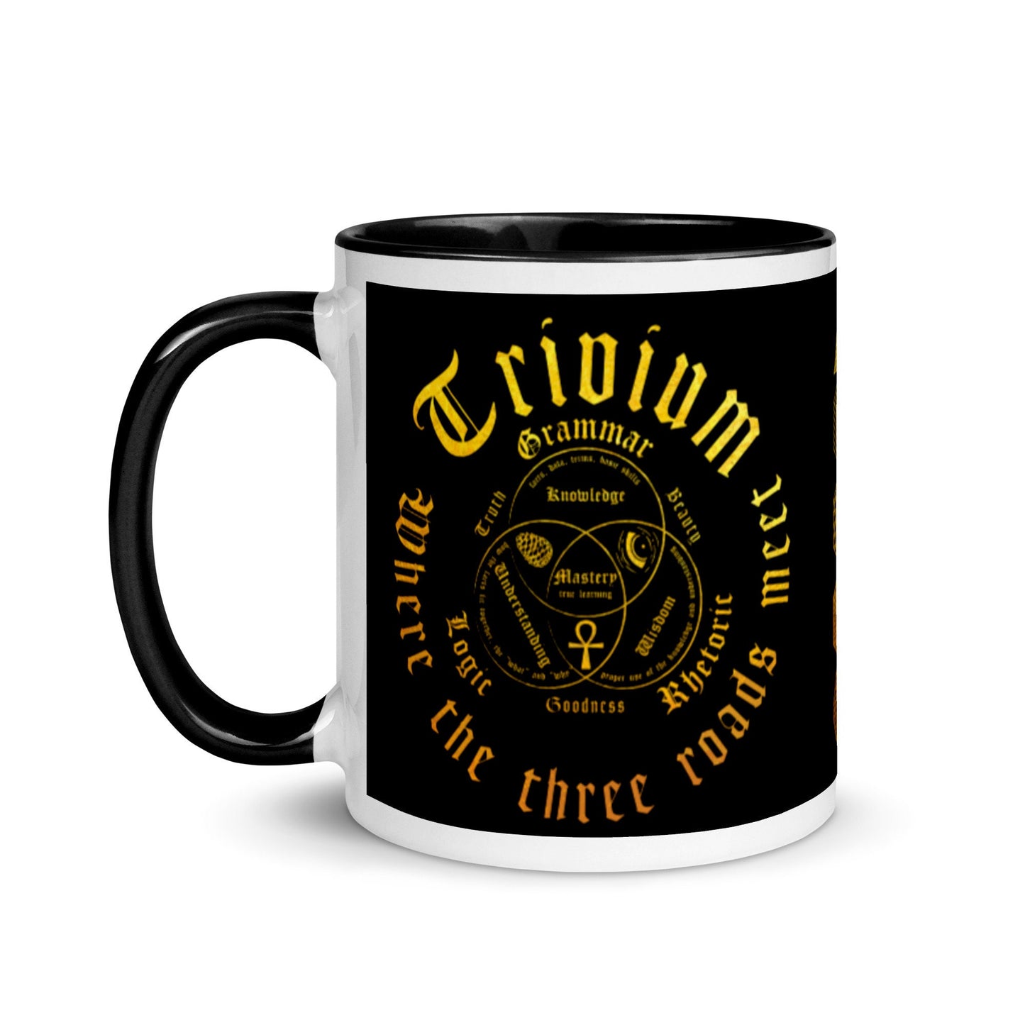 Trivium | Quadrivium | Platonic Solids | Mathematic Mug | Sacred Geometry | Gold Print | Mug with Color Inside