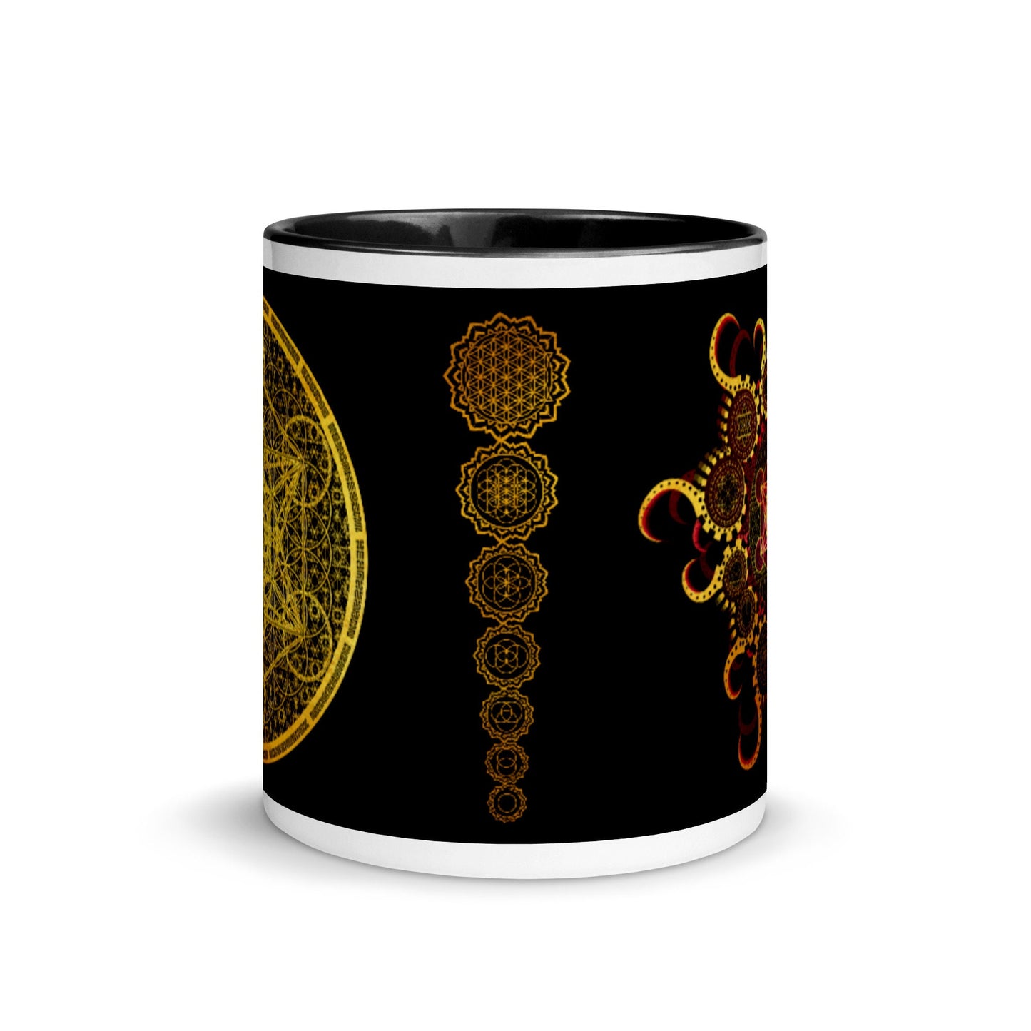 Sacred Geometry | Metatron's Cube | Beautiful Gold Design | Flower Of Life Evolution | Mug with Color Inside