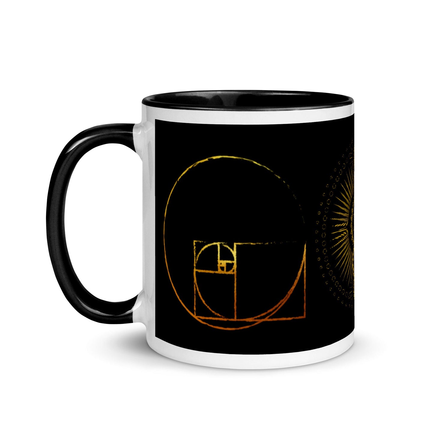 Sacred Geometry | Metatron's Cube | Phi Spiral in a Circle | Golden Ratio | Fibonacci | Mug with Color Inside