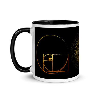 Sacred Geometry | Metatron's Cube | Phi Spiral in a Circle | Golden Ratio | Fibonacci | Mug with Color Inside