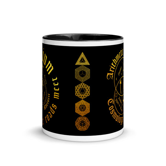 Trivium | Quadrivium | Platonic Solids | Mathematic Mug | Sacred Geometry | Gold Print | Mug with Color Inside