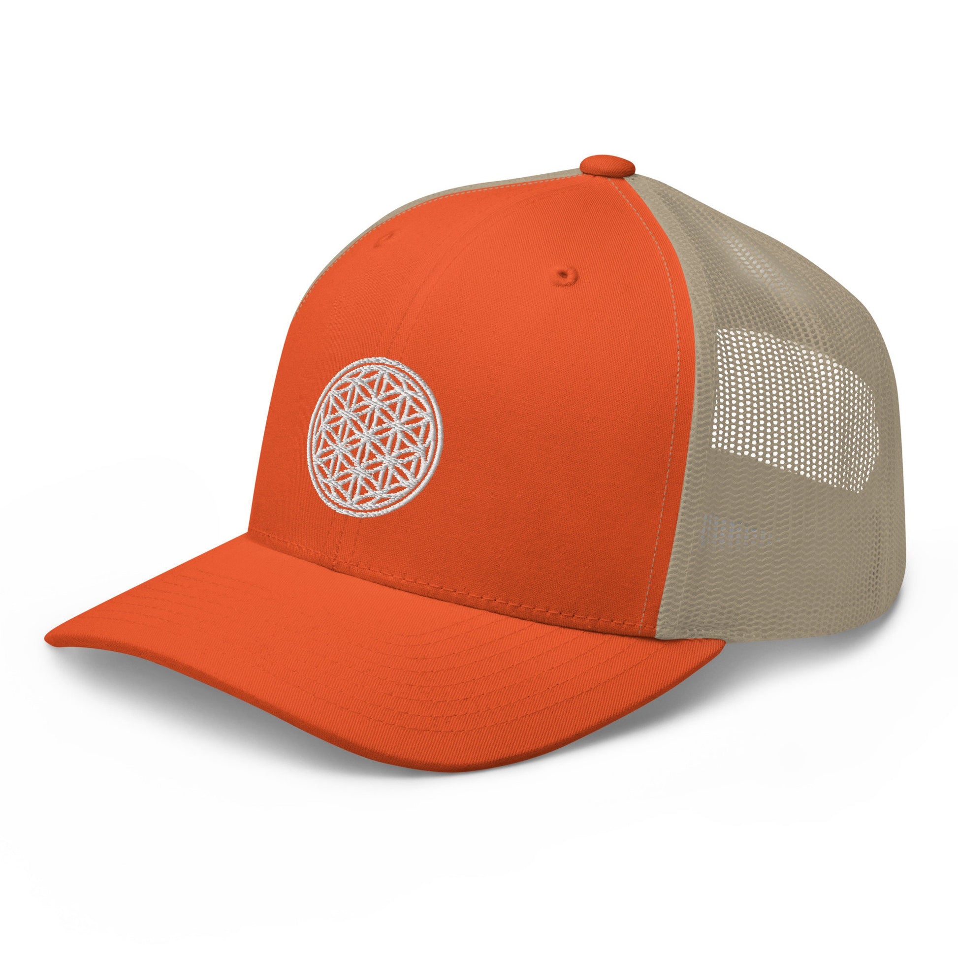 Flower Of Life | Festival Clothing | Spiritual Gift | Sacred Geometry | Psychedelic Hat | Embroidered Trucker Cap