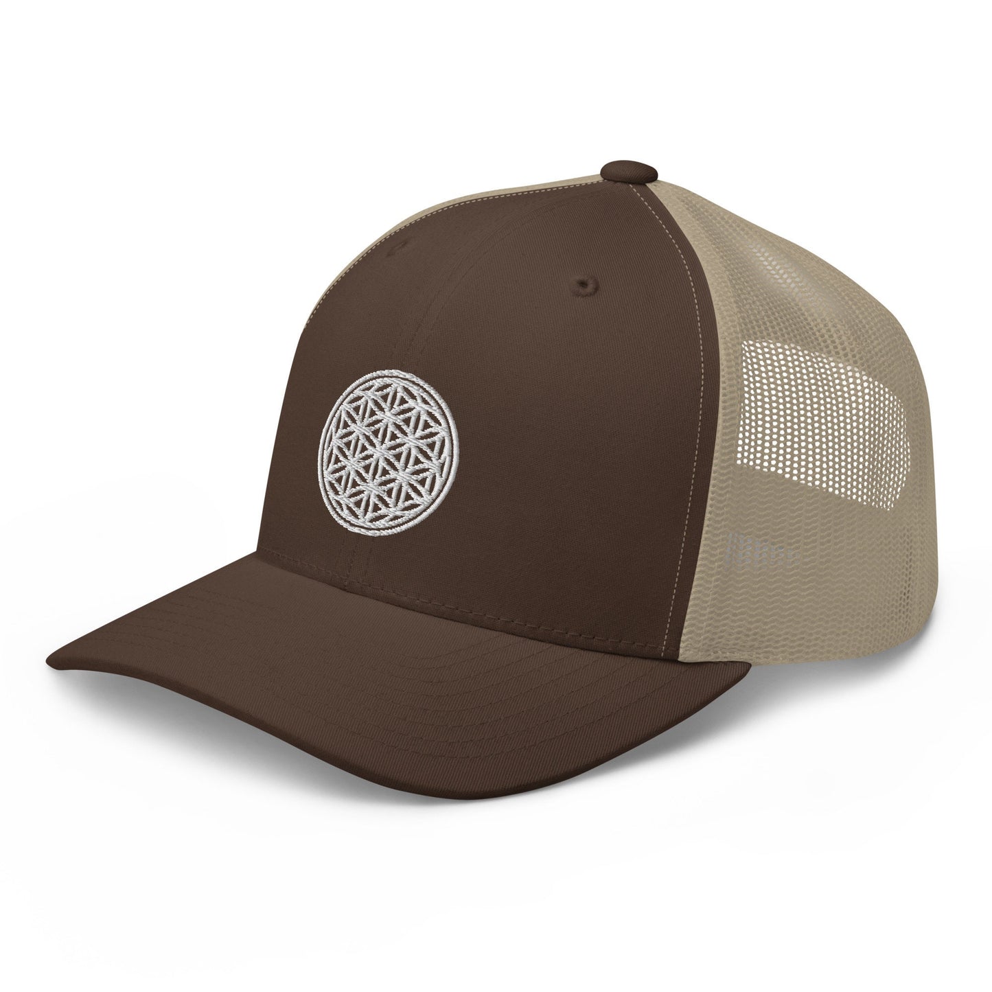 Flower Of Life | Festival Clothing | Spiritual Gift | Sacred Geometry | Psychedelic Hat | Embroidered Trucker Cap