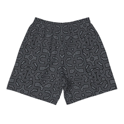 Shipibo Conibo Pattern | Ayahuaska Shorts | Psychedelic Intricate Artwork | Sacred Geometry Clothing | Men's Athletic Long Shorts