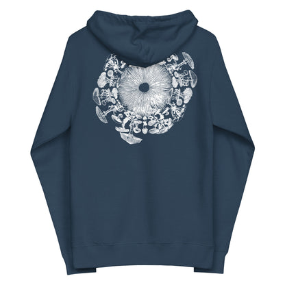 Mushroom Iris | Magic Mushroom Heart Sweatshirt | 2 sided print | Mycology Psychedelic Hoodie | Trippy Unisex Fleece zip up hoodie