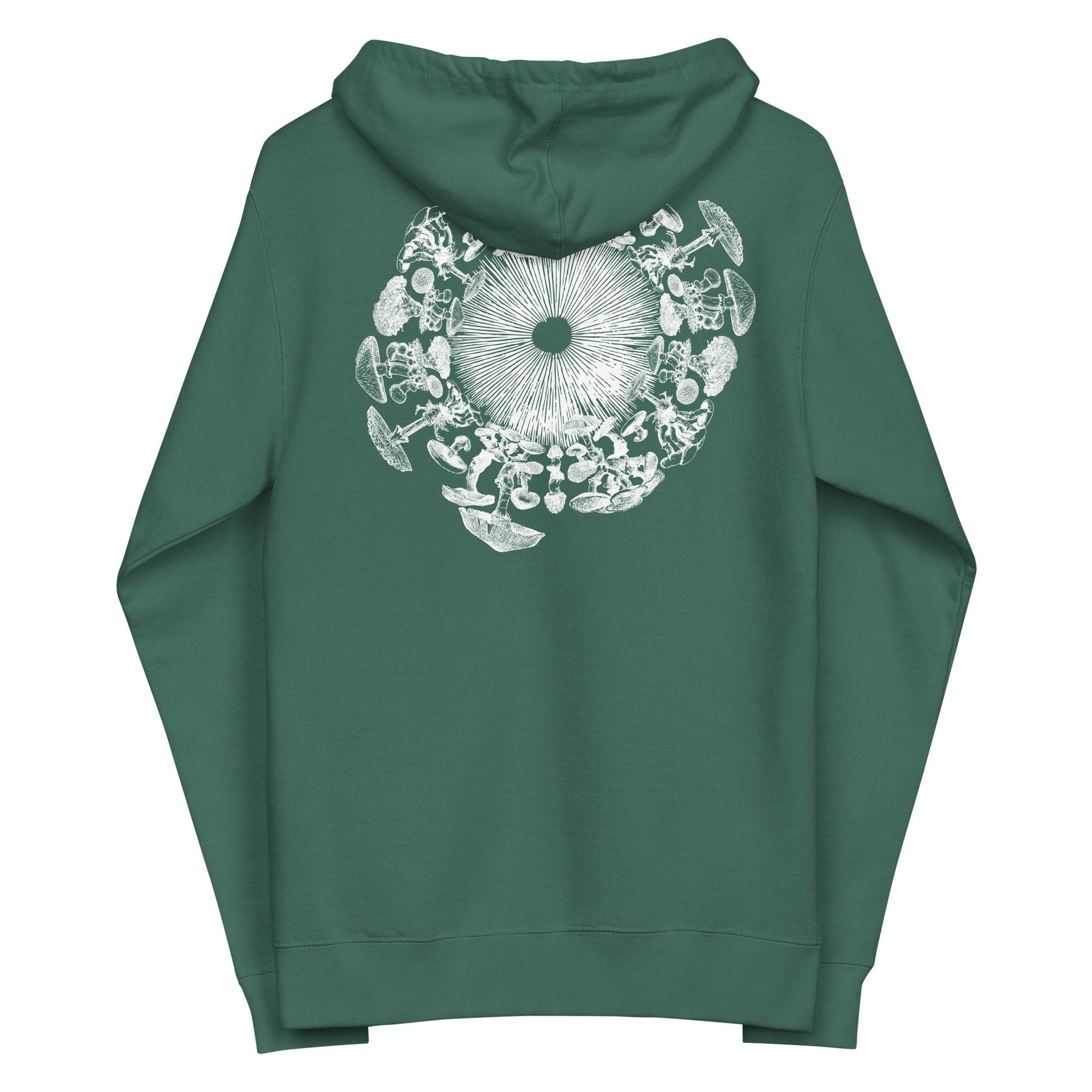 Mushroom Iris | Magic Mushroom Heart Sweatshirt | 2 sided print | Mycology Psychedelic Hoodie | Trippy Unisex Fleece zip up hoodie