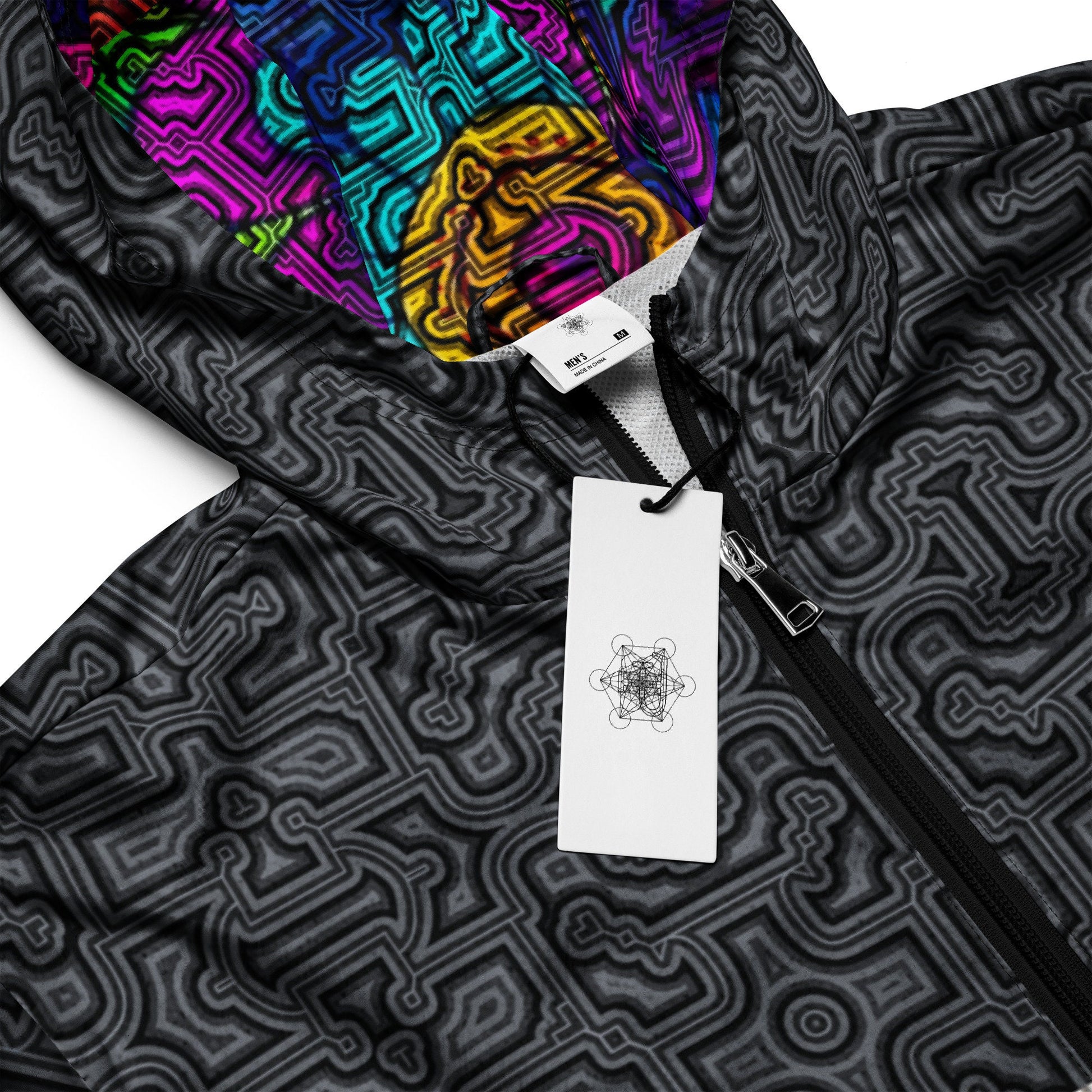 Shipibo Conibo Pattern | Ayahuaska Hoodie | Psychedelic Intricate Artwork | Sacred Geometry Clothing | Men’s windbreaker