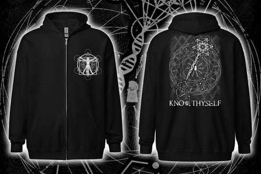 Da Vinci Metatron's Cube Sacred Geometry | Sacred geometry | Psychedelic Clothing | Festival Wear | Unisex heavy blend zip hoodie