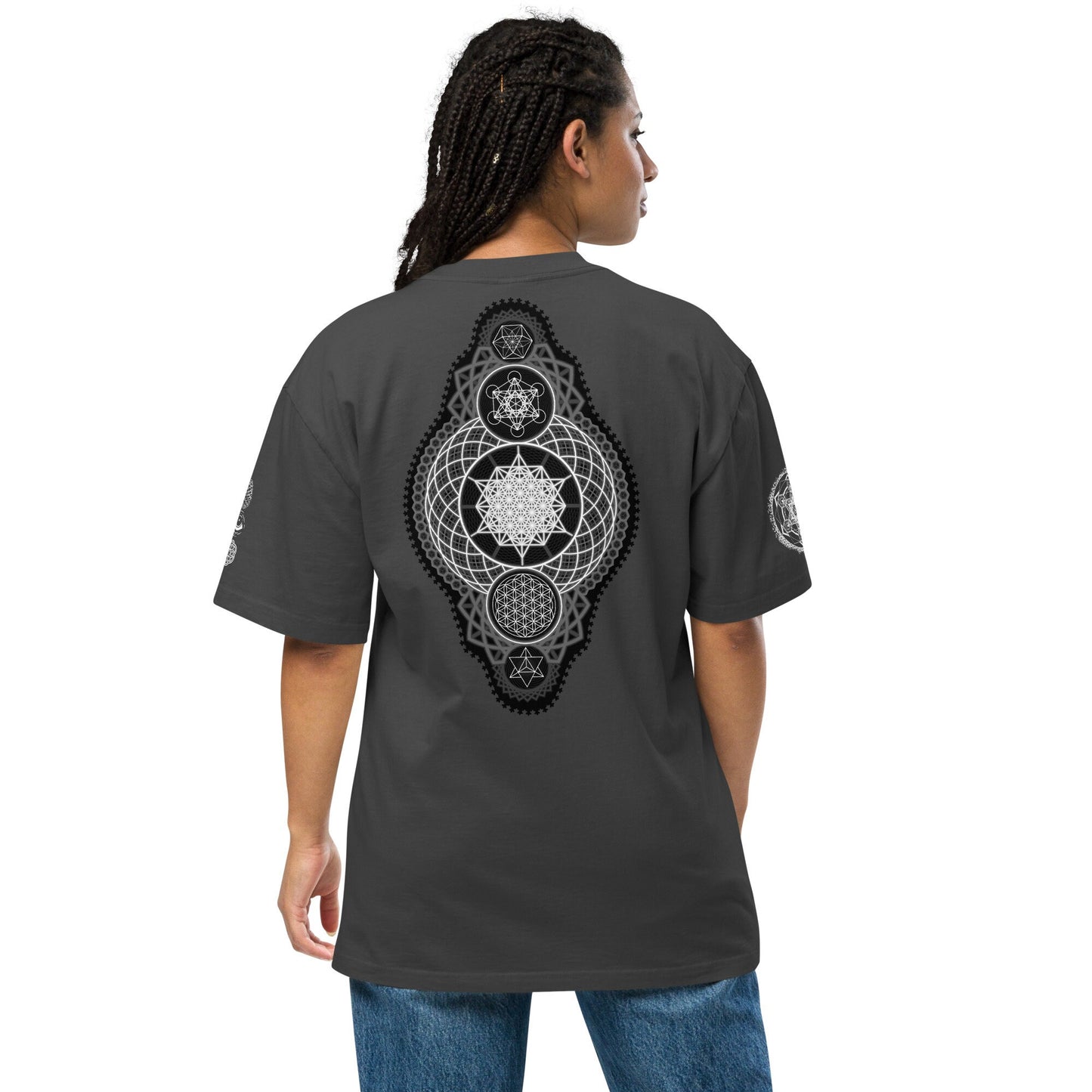 Sacred Geometry Art Wear | Psychedelic Festival Clothing | Intricate Esoteric Geometry | Ancient Occult Wisdom | Oversized faded t-shirt