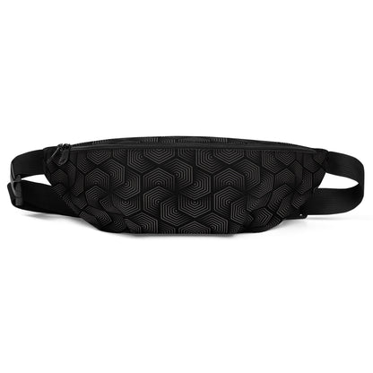 Black on Black | Intricate Geometric Hexagonal Pattern | Dark Gradient Belt Bag | Modern Style Waist Bag | Fanny Pack