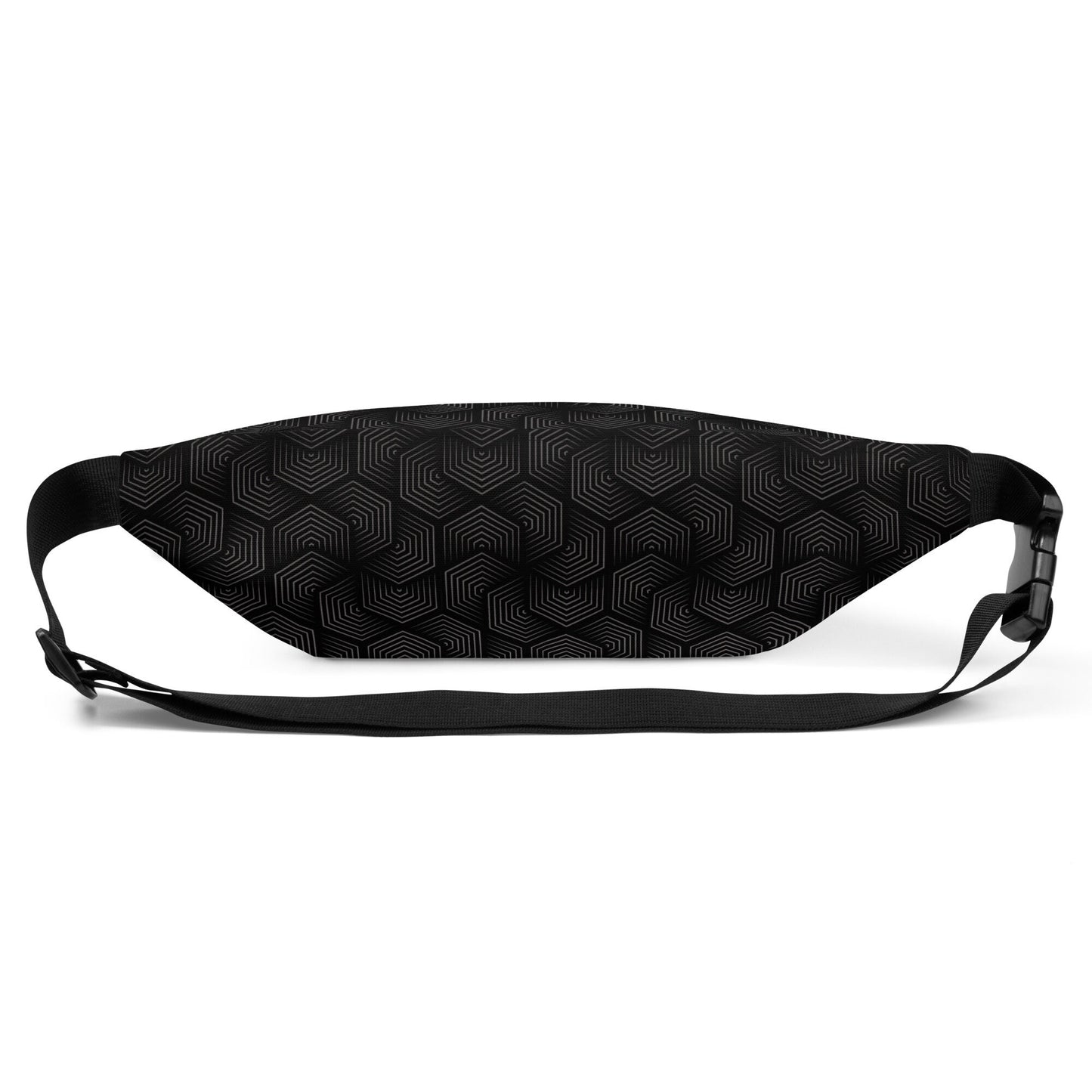 Black on Black | Intricate Geometric Hexagonal Pattern | Dark Gradient Belt Bag | Modern Style Waist Bag | Fanny Pack