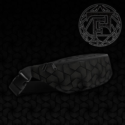 Black on Black | Intricate Geometric Hexagonal Pattern | Dark Gradient Belt Bag | Modern Style Waist Bag | Fanny Pack