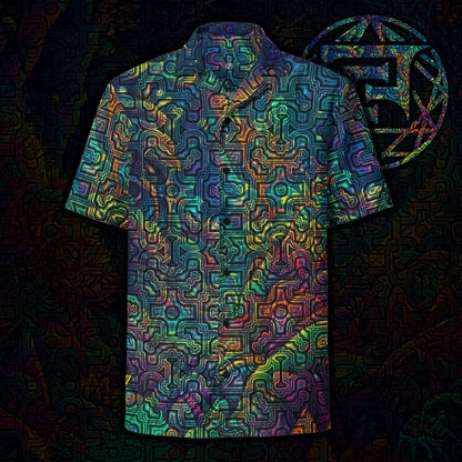 Shipibo Conibo Pattern | Ayahuaska | Psychedelic Intricate Artwork | Sacred Geometry Hawaiian Shirt | Unisex button shirt