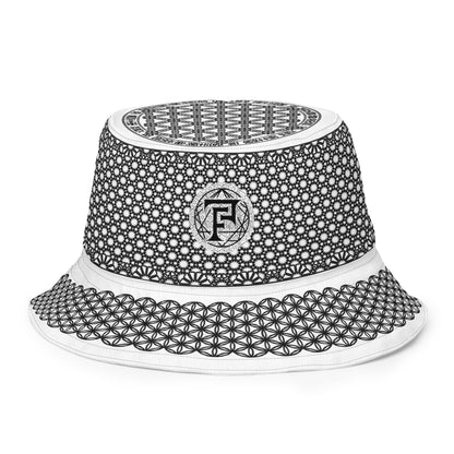 Sacred Geometry | Flower Of Life | Black and White 2 - sided Festival Hat | Psychedelic Pattern | Spiritual Gift |Reversible bucket hat