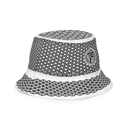 Sacred Geometry | Flower Of Life | Black and White 2 - sided Festival Hat | Psychedelic Pattern | Spiritual Gift |Reversible bucket hat