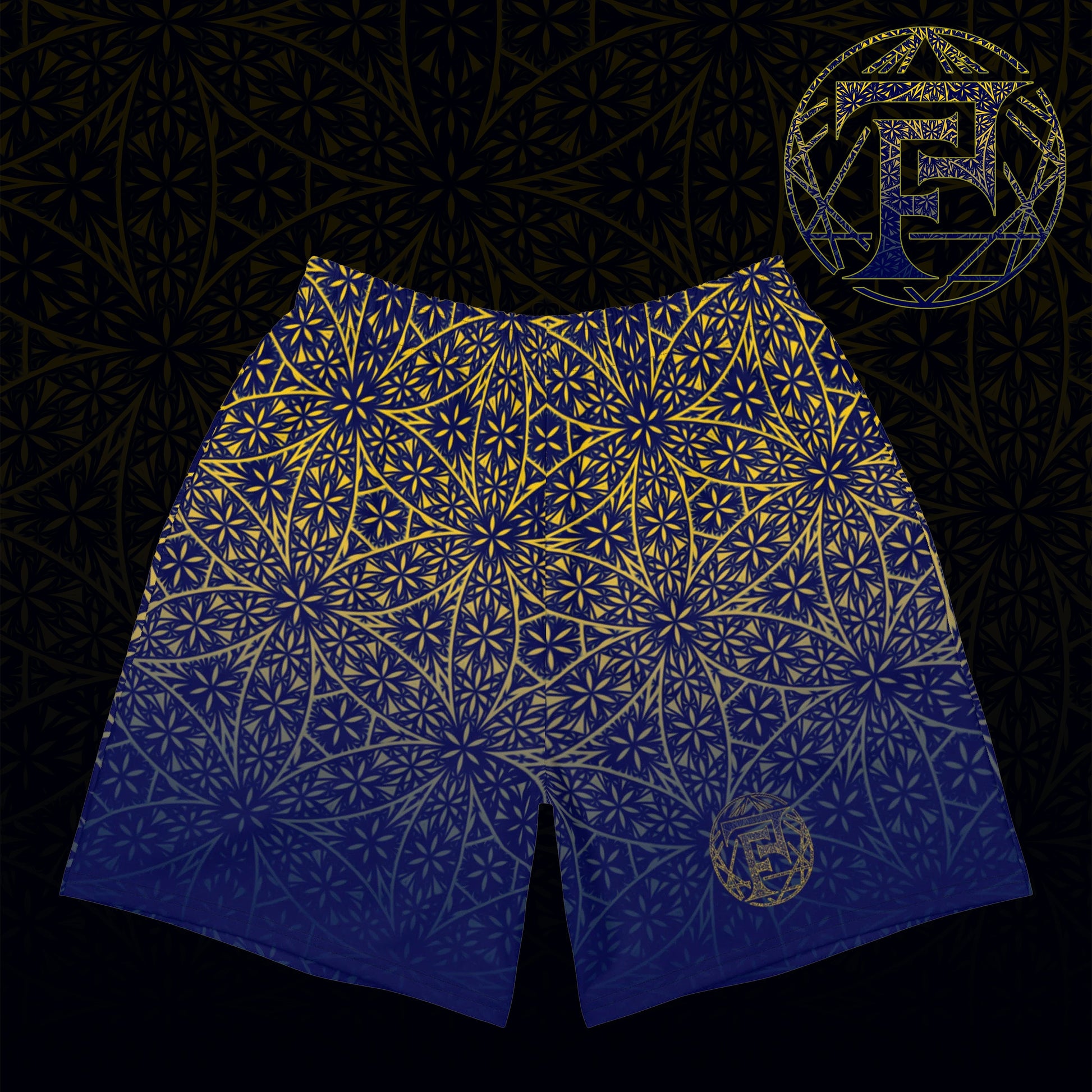 Flower Of Life Fractal Pattern | Sacred Geometry | Festival Clothing | Intricate Psychedelic Geometry | Men's Recycled Athletic Gym Shorts