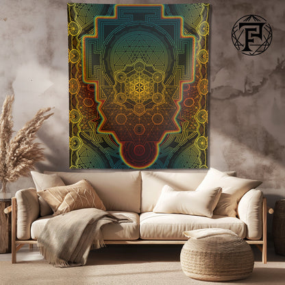 Sri Yantra Flower of Life Wall Tapestry