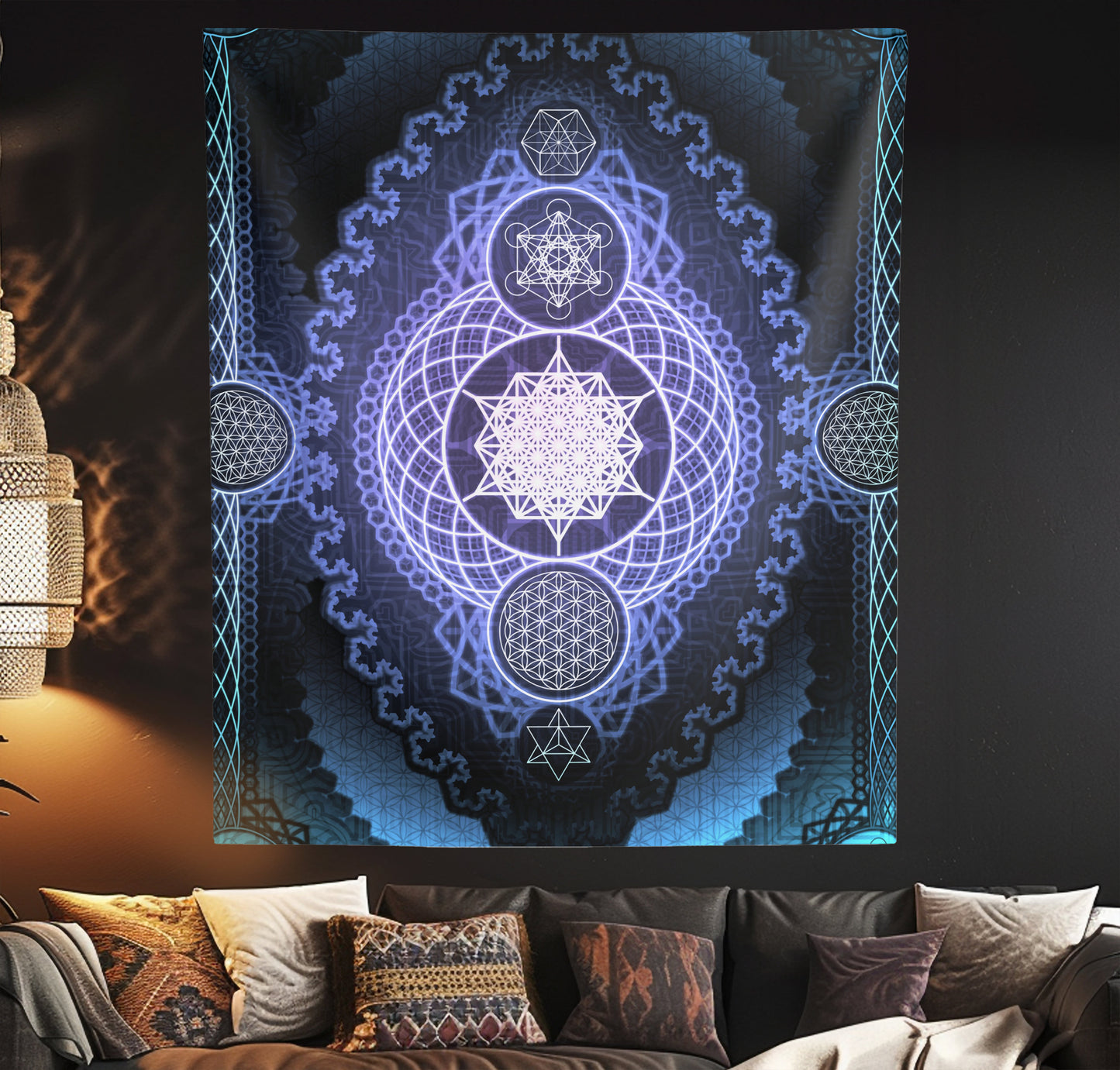 64 Tetrahedron Metatron's Cube Wall Tapestry