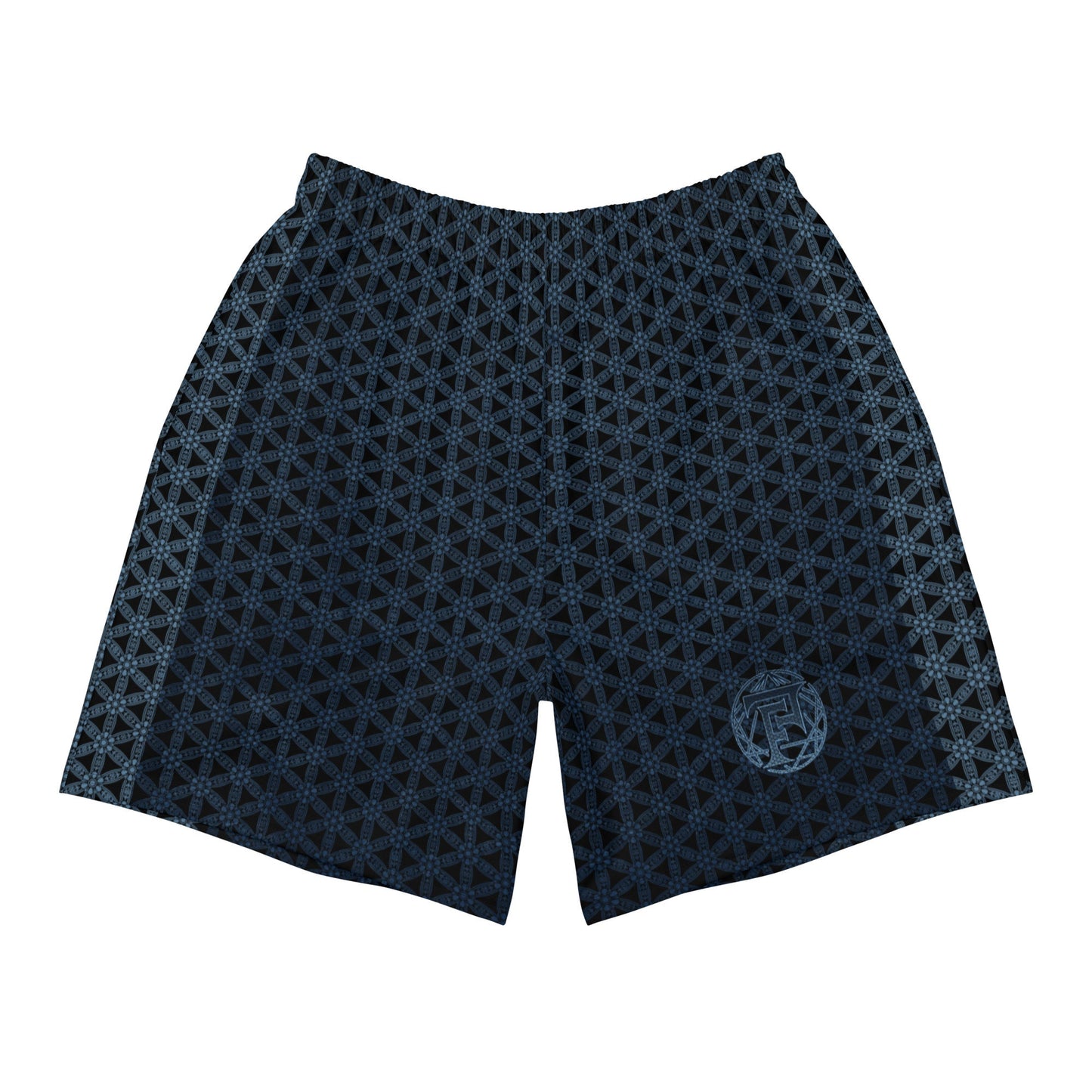 Flower Of Life | Sacred Geometry | Intricate Psychedelic Pattern | Gradient Blue | Festival Clothing | Men&#39;s Recycled Athletic Shorts