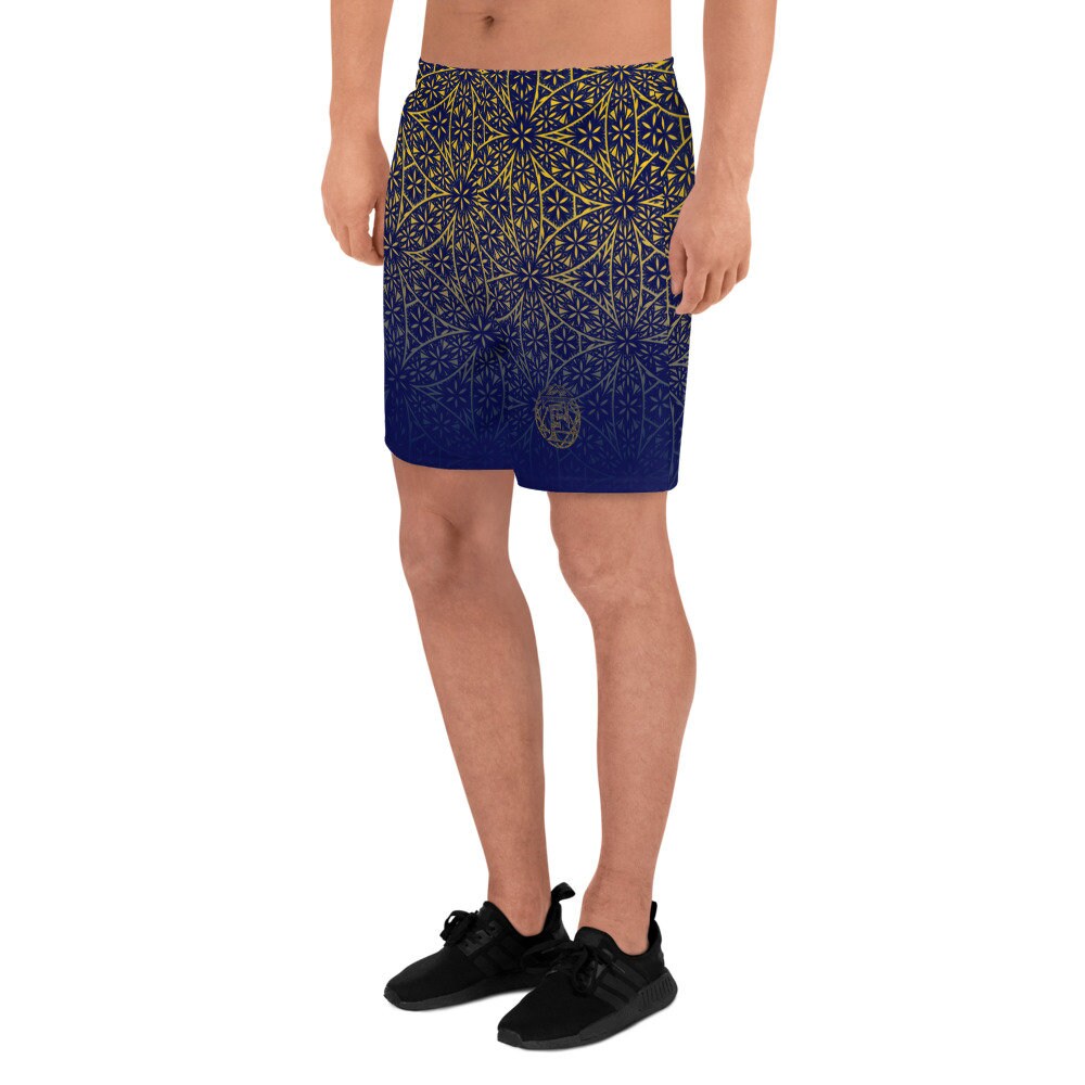 Flower Of Life Fractal Pattern | Sacred Geometry | Festival Clothing | Intricate Psychedelic Geometry | Men&#39;s Recycled Athletic Gym Shorts