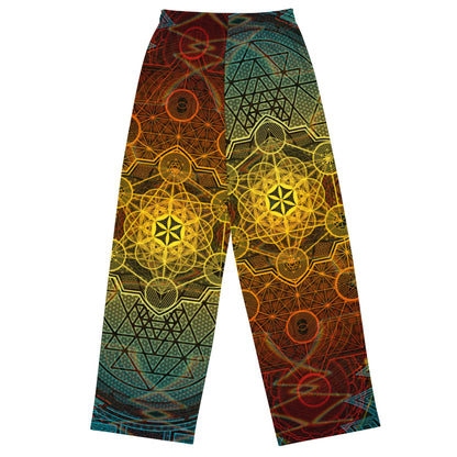 Sri Yantra | Sacred Geometry Patterns | Flower Of Life | Metatron&#39;s Cube Cover | Tree Of Life | Psychedelic | Unisex wide-leg pants