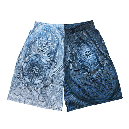 Sri Yantra | Sacred Geometry Patterns | Flower Of Life | Metatron&#39;s Cube Shorts | Tree Of Life | Psychedelic Wear | Unisex mesh shorts